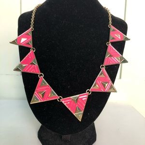 Pink triangle necklace